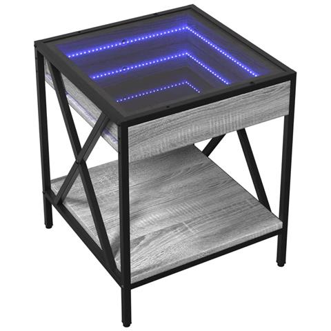 Tavolino Da Salotto Con Led Infinity Grigio Sonoma 40x40x49 Cm - Foto 3