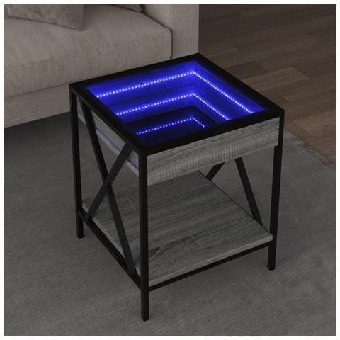 Tavolino Da Salotto Con Led Infinity Grigio Sonoma 40x40x49 Cm - Foto 1