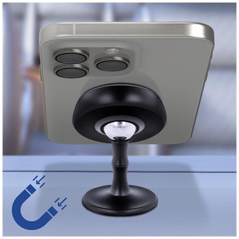 Supporto Auto Magnetico Per Telefono Rotazione Completa A 360°, Nero - Foto 2