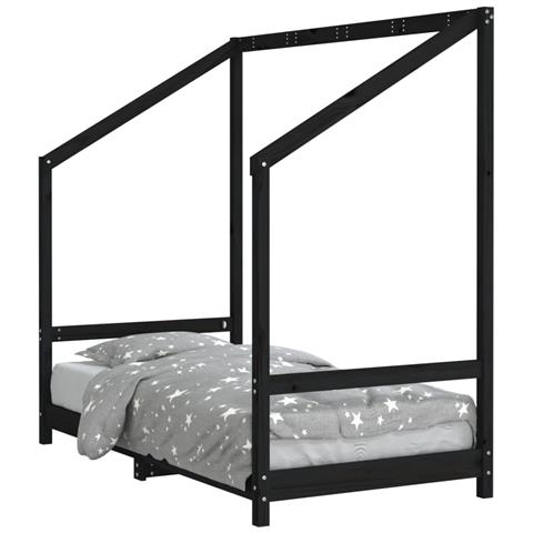 Giroletto Per Bambini Nero 80x160 Cm In Legno Massello Di Pino - Foto 2