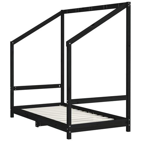 Giroletto Per Bambini Nero 80x160 Cm In Legno Massello Di Pino - Foto 3