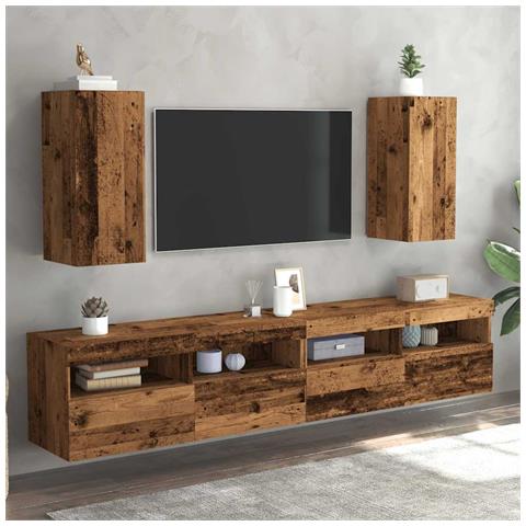 Mobili Tv 2 Pz Legno Antico 30,5x30x60 Cm In Legno Multistrato - Foto 2