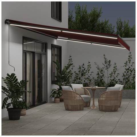Tenda Da Sole Retrattile Manuale Con Led Bordò 500x300 Cm - Foto 3