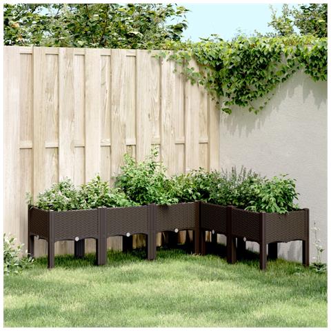 Fioriera Da Giardino Con Gambe Marrone 160x120x42 Cm In Pp - Foto 1