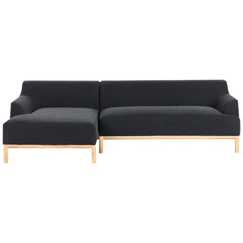 Divano Angolare 3 Posti Sosjo Tessuto Nero Lato Destro - Foto 2