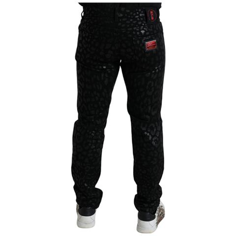 Jeans Slim In Cotone Con Motivo Argento Nero - It50 - L - Foto 2