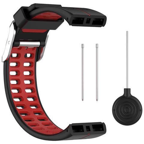 Cinturino In Silicone Per Polar V800 Gps Smartwatch Black+red - Foto 1