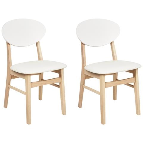 Set Di 2 Sedie Da Pranzo Amery Legno Di Caucciù Crema - Foto 2