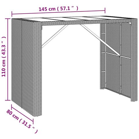 Set Bar da Giardino 5 pz con Cuscini in Polyrattan Marrone - Foto 8
