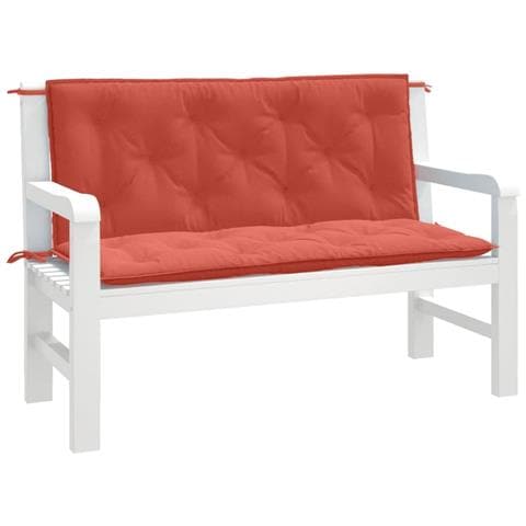 Cuscini Panca Giardino 2pz Rosso Mélange 120x50x7 Cm Tessuto - Foto 1