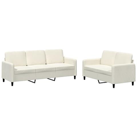 Set Di Divani 2 Pz Crema In Velluto - Foto 2