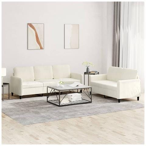 Set Di Divani 2 Pz Crema In Velluto - Foto 1