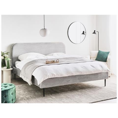 Letto Velluto A Coste Flayat 180 X 200 Cm Grigio Chiaro - Foto 1