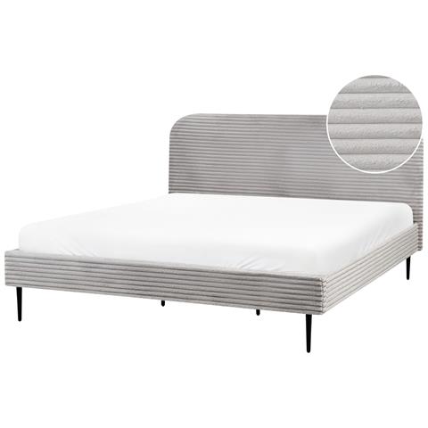 Letto Velluto A Coste Flayat 180 X 200 Cm Grigio Chiaro - Foto 2