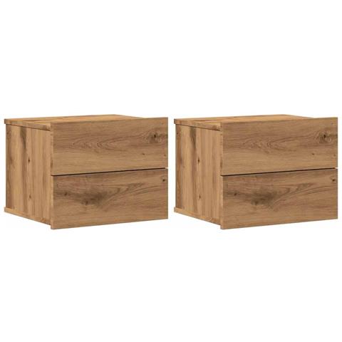 Comodini A Muro 2 Pz Rovere Artigianale 40x32x30 Cm - Foto 2
