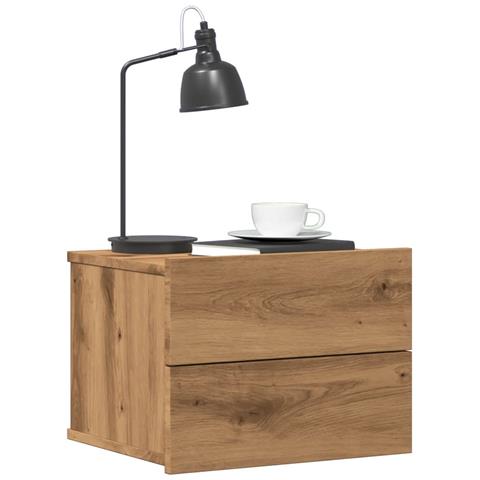 Comodini A Muro 2 Pz Rovere Artigianale 40x32x30 Cm - Foto 1