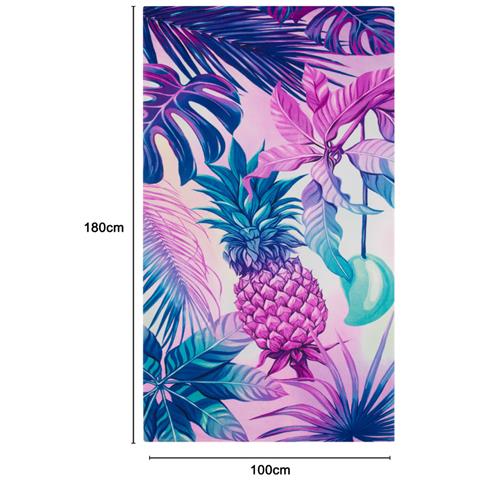 Telo Mare Grande 100x180 Spugna Spiaggia Piscina Maui Ananas Violet D12 - Foto 4