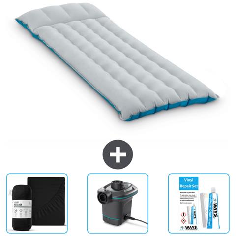 Set Materassino Gonfiabile - 184x67x17 Cm - Blu - Include Accessori Coordinati Cb8 - Foto 1