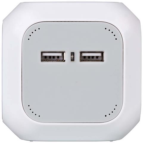 Striscia Di Alimentazione A 4 Vie Con 2 Porte Usb Alea-power Di Forma Cubica Da 1,4 M, Bianco - Foto 2