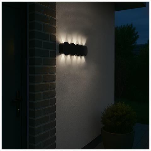 Applique Da Muro 10 Led Lampada A Parete Nero Con Luce Bianco Freddo 26x8x3cm - Foto 2