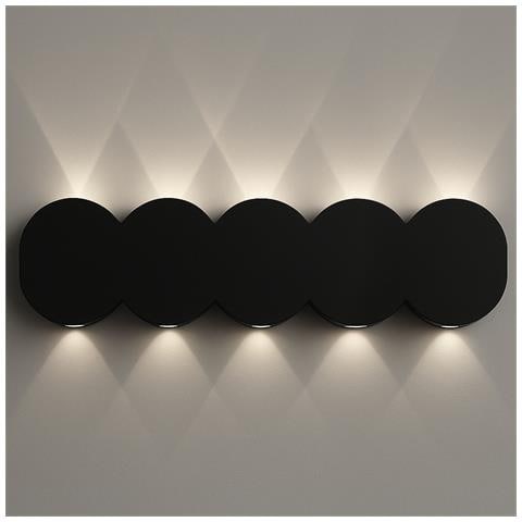Applique Da Muro 10 Led Lampada A Parete Nero Con Luce Bianco Freddo 26x8x3cm - Foto 1