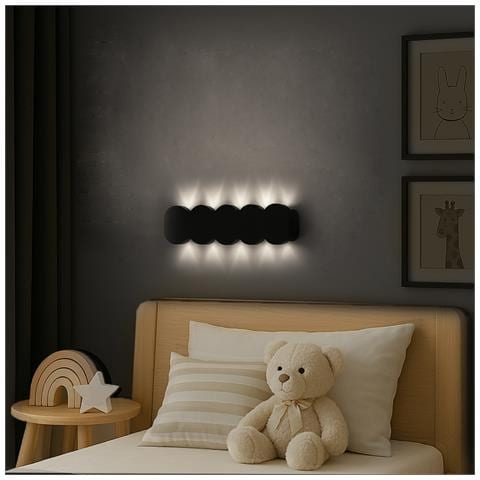 Applique Da Muro 10 Led Lampada A Parete Nero Con Luce Bianco Freddo 26x8x3cm - Foto 4