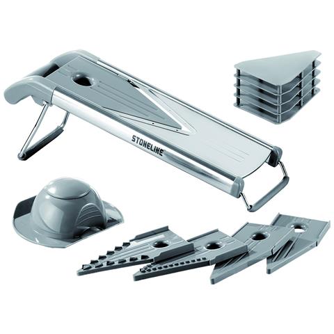 Mandolina In Acciaio Inox, Antibatterica, Con Lama A V, 9 Pezzi, Con 5 Inserti, Affettaverdure Multiuso, Accessori Da Cucina - Foto 1