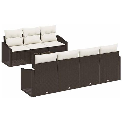 Set Divano Giardino 8 Pezzi con Cuscini Marrone Polirattan - Foto 1