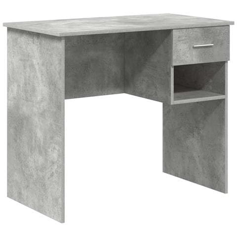 Scrivania con Spazio di Archiviazione Grigio Cemento 90x49.5x75 cm Legno Compresso - Foto 1