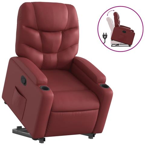 Poltrona Alzapersona Reclinabile Rosso Vino in Similpelle - Foto 1