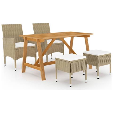 Set Mobili da Pranzo per Giardino 5 pz Beige - Foto 1