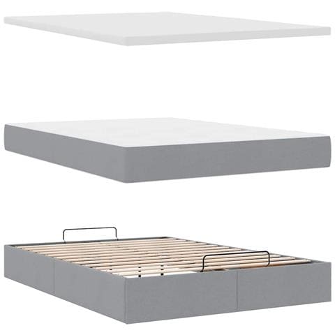 Pouf Letto con Materasso e LED Grigio Chiaro 140x190 cm - Foto 9