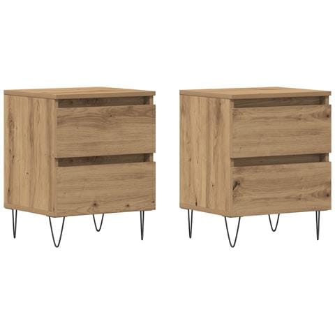 Comodini 2 pcs Rovere Artigianale 40x35x50 cm Legno Ingegnerizzato - Foto 1