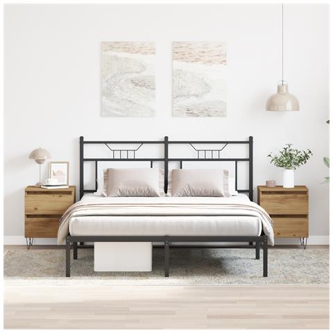 Comodini 2 pcs Rovere Artigianale 40x35x50 cm Legno Ingegnerizzato - Foto 2