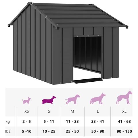 Casetta per Cani con Tetto 83x130x85 cm Acciaio Zincato - Foto 8