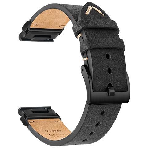 Cinturino In Pelle Premium Compatibile Con Garmin Fenix 8/7x / 3 - Elegante Cinturino Di Ricambio Black 20 Mm - Foto 1