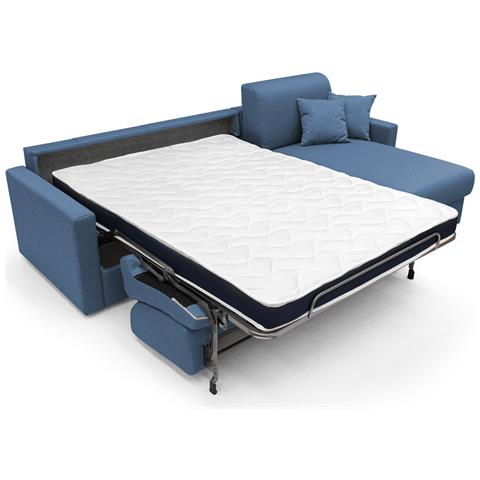 Chris Divano Letto Angolare Con Penisola In Simil Cotone T13 Blu - Foto 2