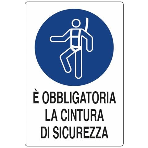 Cartello Segnaletica ""obbligatora Cintura Di Sicurezza"" 30x20 Confezione Da 5 Pezzi - Foto 1