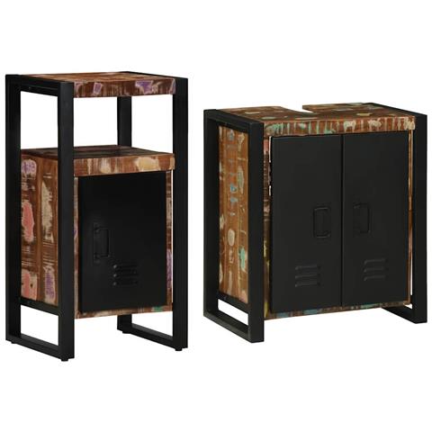 Set di mobili per il bagno 2 pcs legno massello di riciclo - Foto 1