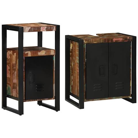 Set di mobili per il bagno 2 pcs legno massello di riciclo - Foto 2