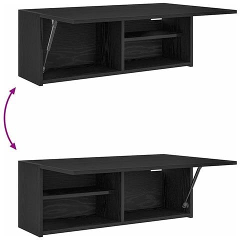 Mobile da Bagno a Parete Nero 80x25x30 cm in Legno Multistrato - Foto 9