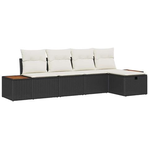 Set Divano da Giardino 5 pcs Nero 55 x 62 x 69 cm Poly Rattan - Foto 1