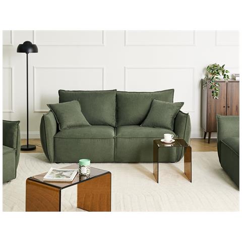 Divano 3 Posti Kunes Tessuto Verde - Foto 1