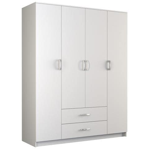 ROMANA 160 BIEL KPLB armadio /guardaroba per camera da letto 11 ripiani 4 porta /porte Bianco - Foto 1