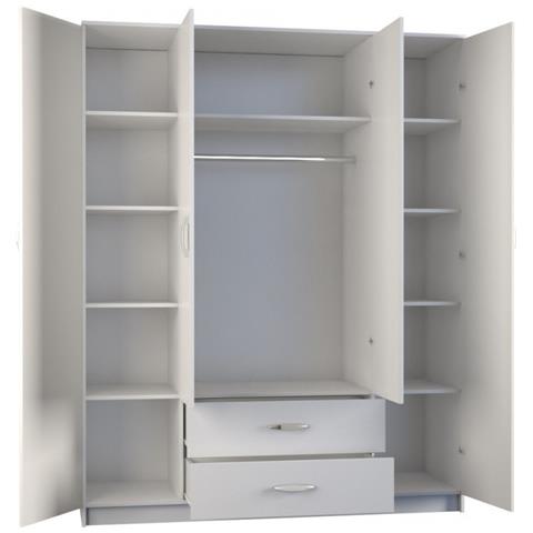ROMANA 160 BIEL KPLB armadio /guardaroba per camera da letto 11 ripiani 4 porta /porte Bianco - Foto 2