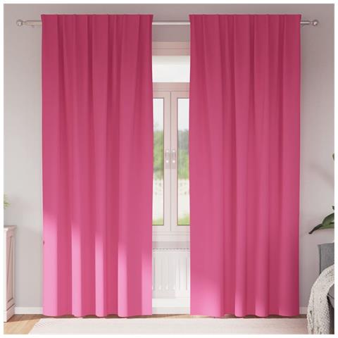 Tende con tende 2 pcs Rosa Vivo Poliestere - Foto 2