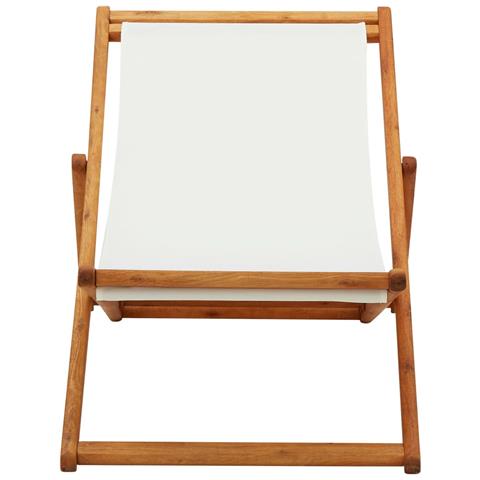 Sedia Da Spiaggia Legno Di Eucalipto E Tessuto Bianco Crema - Foto 1