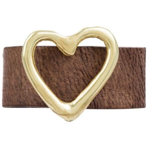 Anello In Oro Con Fibbia A Forma Di Cuore Regolabile In Pelle Marrone - Foto 4
