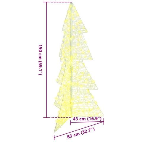 Albero di Natale con 160 LED Bianco caldo 150 cm Acrilico - Foto 8
