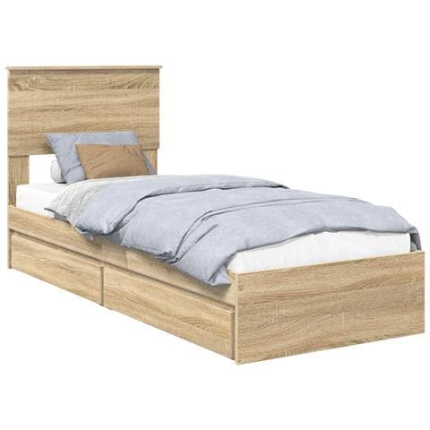 Letto con Contenitore con testiera Rovere Sonoma 75 x 190 cm - Foto 1